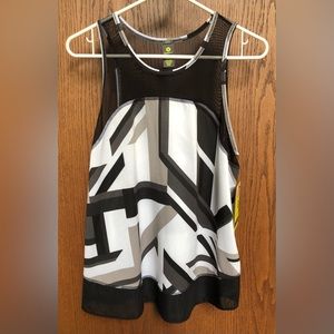 Xersion Women's Sleeveless Tank Top Blouse Medium Black White Quick-Dri New
